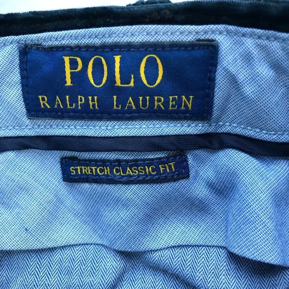 Polo Ralph Lauren mens classic stretch wide wale navy blue corduroy pants 38/32